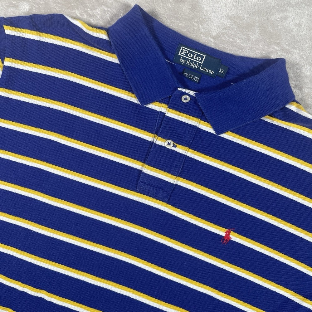 Polo Ralph Lauren Polo Shirt Men's XL Short Sleeve Multicolor Striped Knit 90's